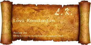 Lövi Konstantin névjegykártya